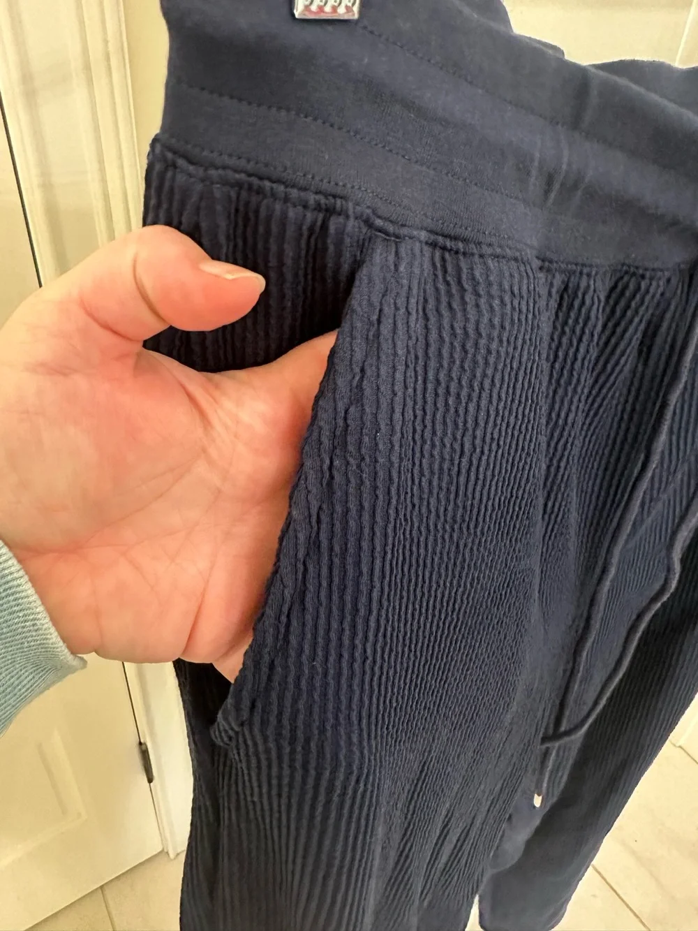 Polo Ralph Lauren PKSPTR Seersucker Pajama Pant Navy Blue Size Large Joggers NEW